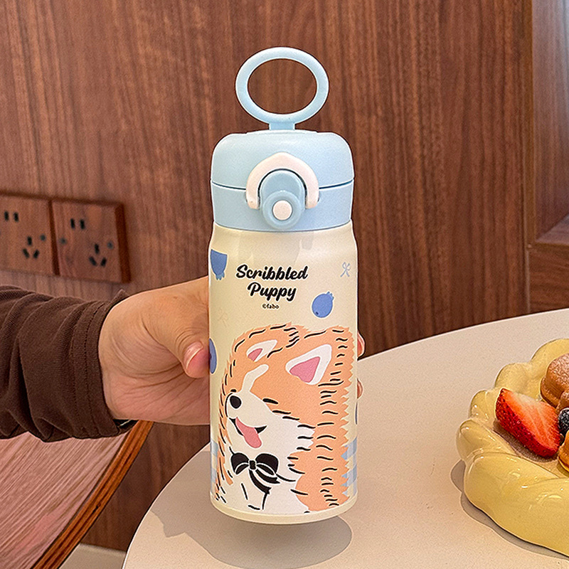 Taza de agua Taza de vacío de pajita para niños Taza de doble bebida pequeña y portátil de alto valor Taza recta para estudiantes Taza especial para la escuela