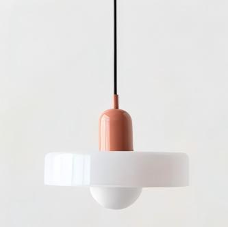 25CM 샹들리에 - 핑크 램프 헤드 + 화이트 갓 - 따뜻한 빛