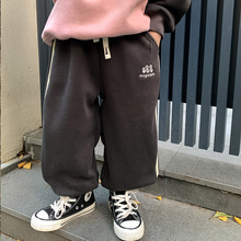 儿童加绒裤子冬季新款童装潮男童加厚保暖一体绒运动裤男孩休闲裤