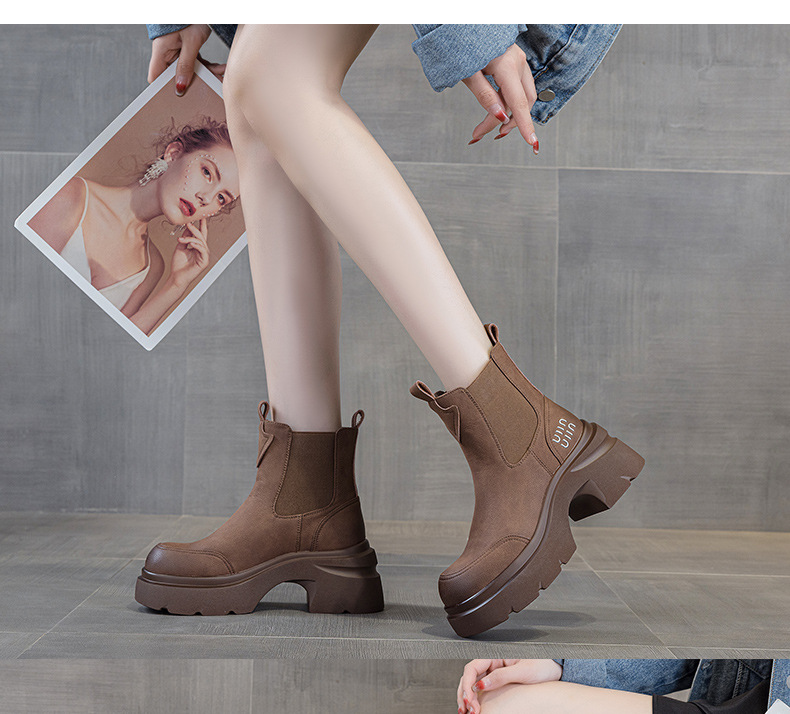 Giày boot Martin đế dày tăng chiều cao nữ phong cách Anh quốc — M2956-1 plus nhung vàng, M2956 lớp lót đơn màu nâu, M2956-1 plus nâu nhung, M2956 đơn màu vàng chi tiết 18