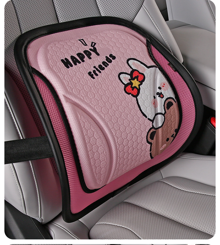 New Cartoon Gel Car Seat Cushion, Ice Silk Mesh Cooling Pad, Waist-Protecting Breathable Honeycomb Seat Cushion, Universal Car Cushion