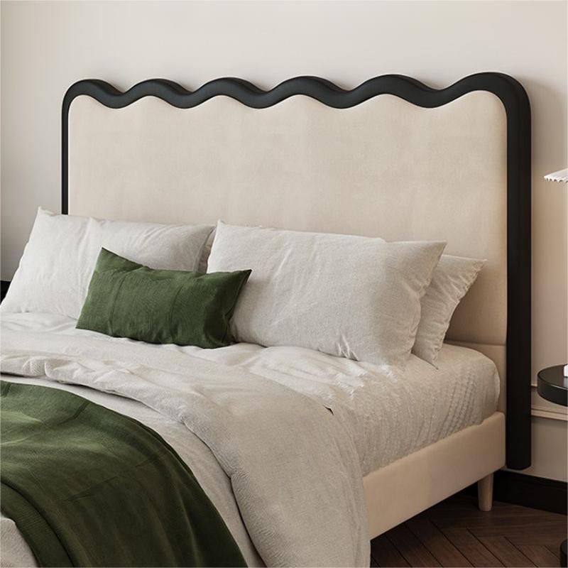 Estilo crema francés ondulación de la cama de cuero real Luz de lujo pequeño apartamento estilo tranquilo ins Internet celebridad cama suave dormitorio principal 1,8 cama doble