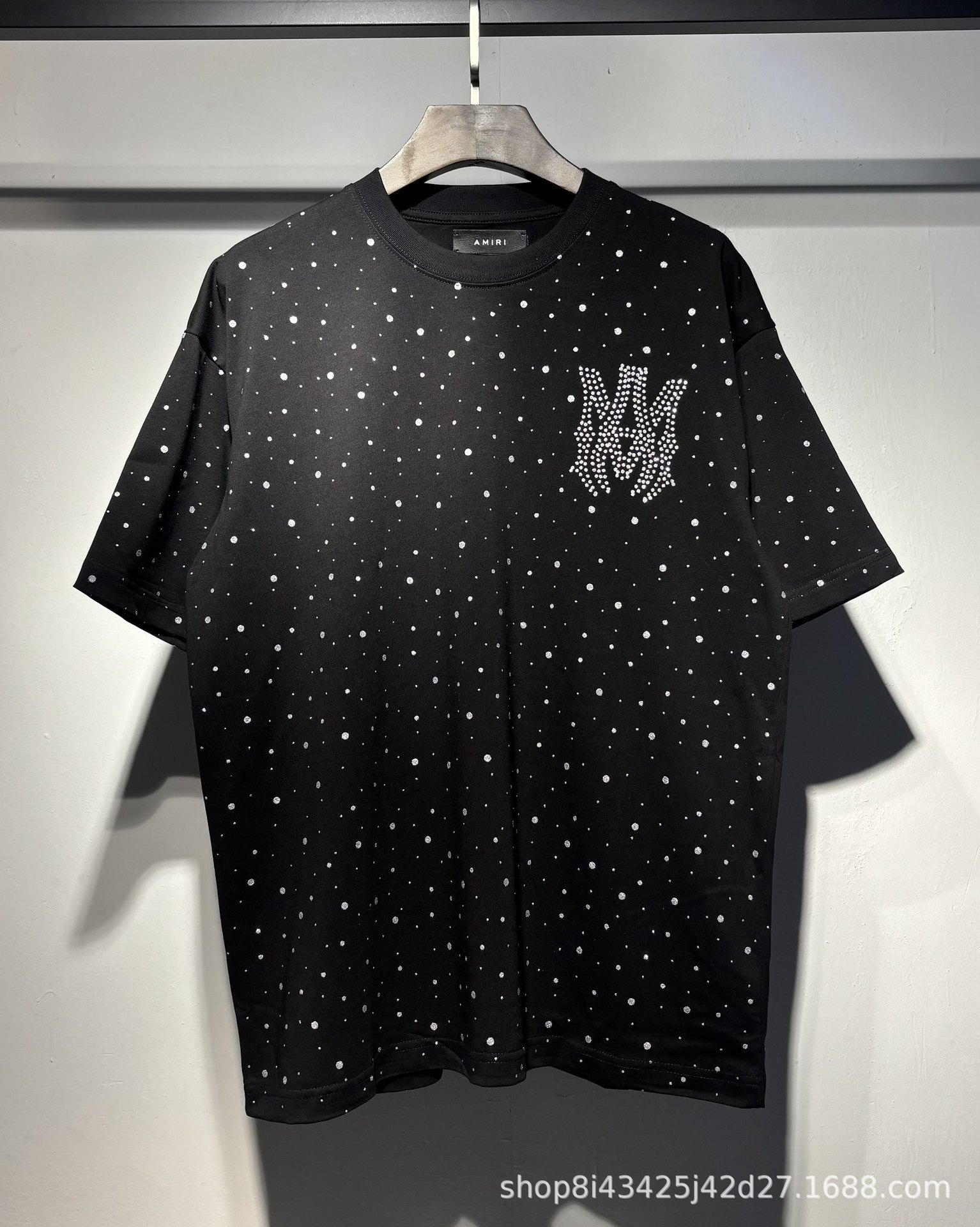 Amiri MA Logo Starry Rhinestone T-shirt Black