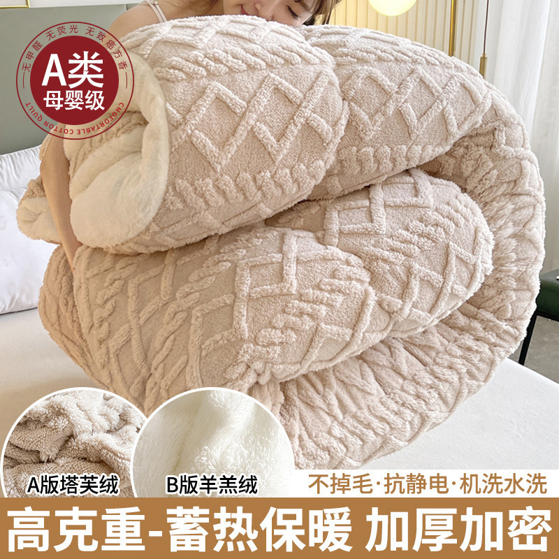 冬季加厚加绒羊羔绒被子冬被被芯双人棉被冬天宿舍单人学生垫被褥|undefined