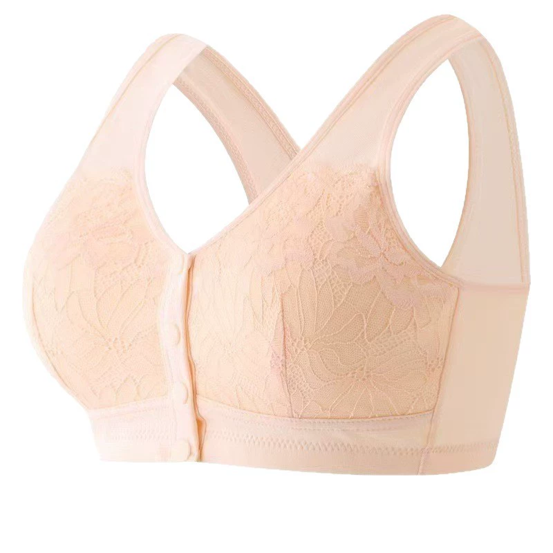 Soft lace comfortable wireless bra for elderly, top with cups, for middle age