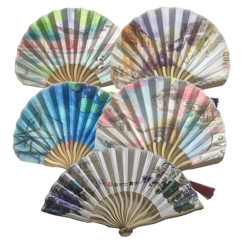Abanico de concha personalizado a granel boutique S abanico de cuchillo de dragón de hueso accesorios Hanfu recuerdos escénicos abanico plegable abanico de regalo