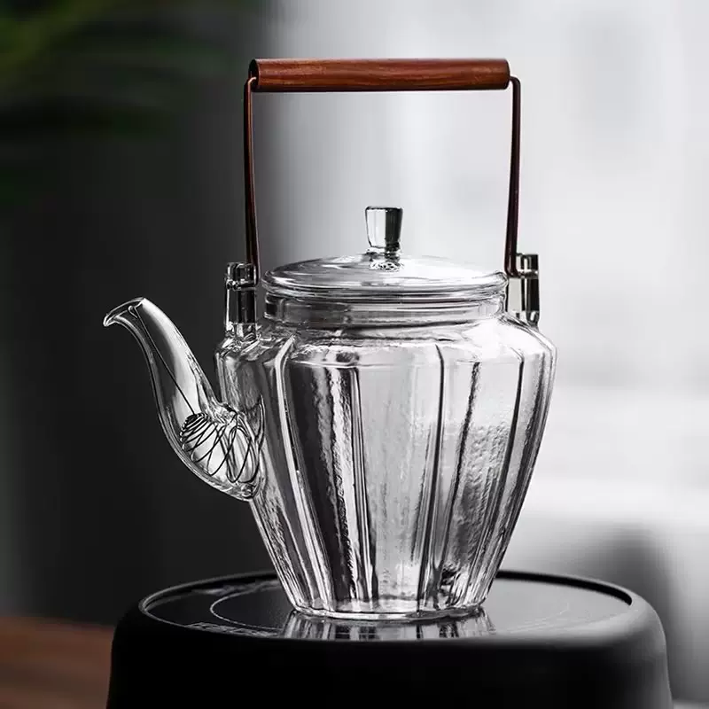 钻石提梁壶功夫茶具套装家用玻璃泡茶壶耐高温泡茶具套装带把带盖
