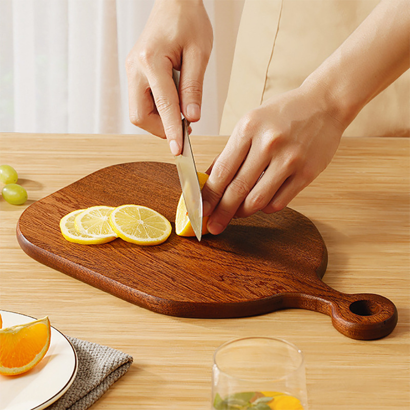 Tabla de corte de madera conveniente con mango tabla de pizza fruta casera tabla de alimentos para bebés restaurante servicio de hotel bandeja de madera