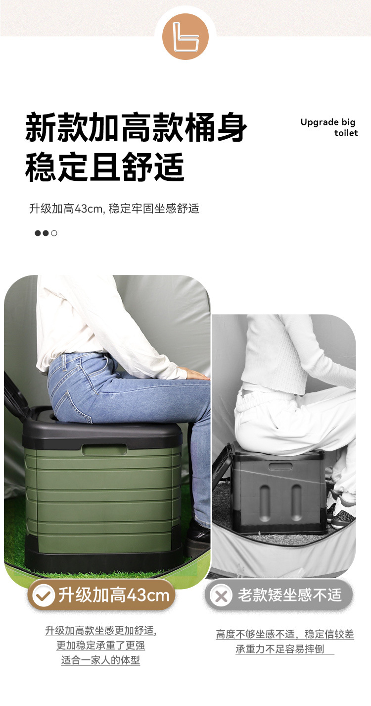 Car/Outdoor Folding Toilet Outdoor Camping Car Toilet Foldable Portable Emergency Toilet