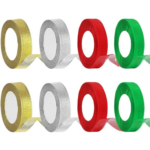 Cross-border hot sale 2-2.5cm glitter ribbon gift packaging decorative ribbon Christmas ribbon multi-color