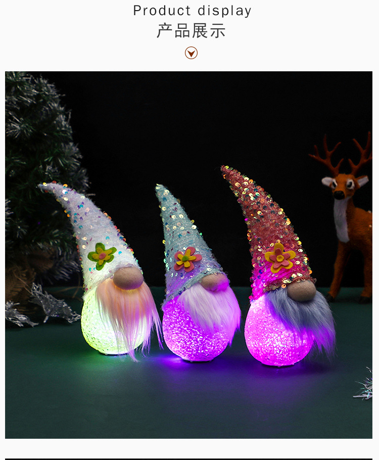 Hong Kong Love New Luminous Faceless Doll Ornaments Santa Claus With Lights Easter Show Window Decorations Wholesale display picture 5