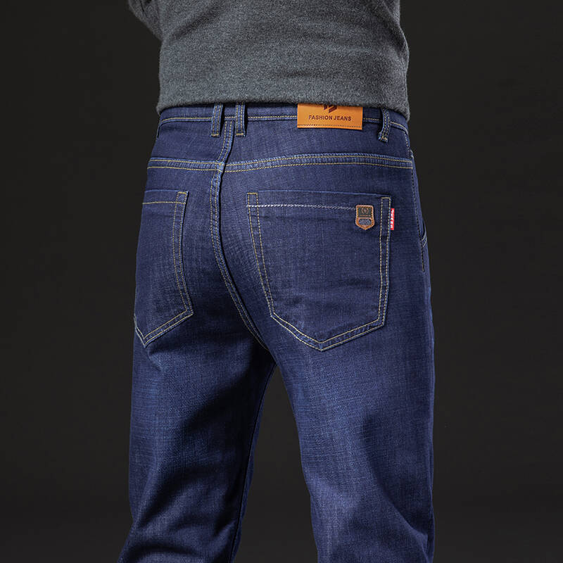 Herrenbekleidung Schwarze Jeans Plus Samt Dicke Slim Fit Jugendhose Winter Warme Hose_voghion.com