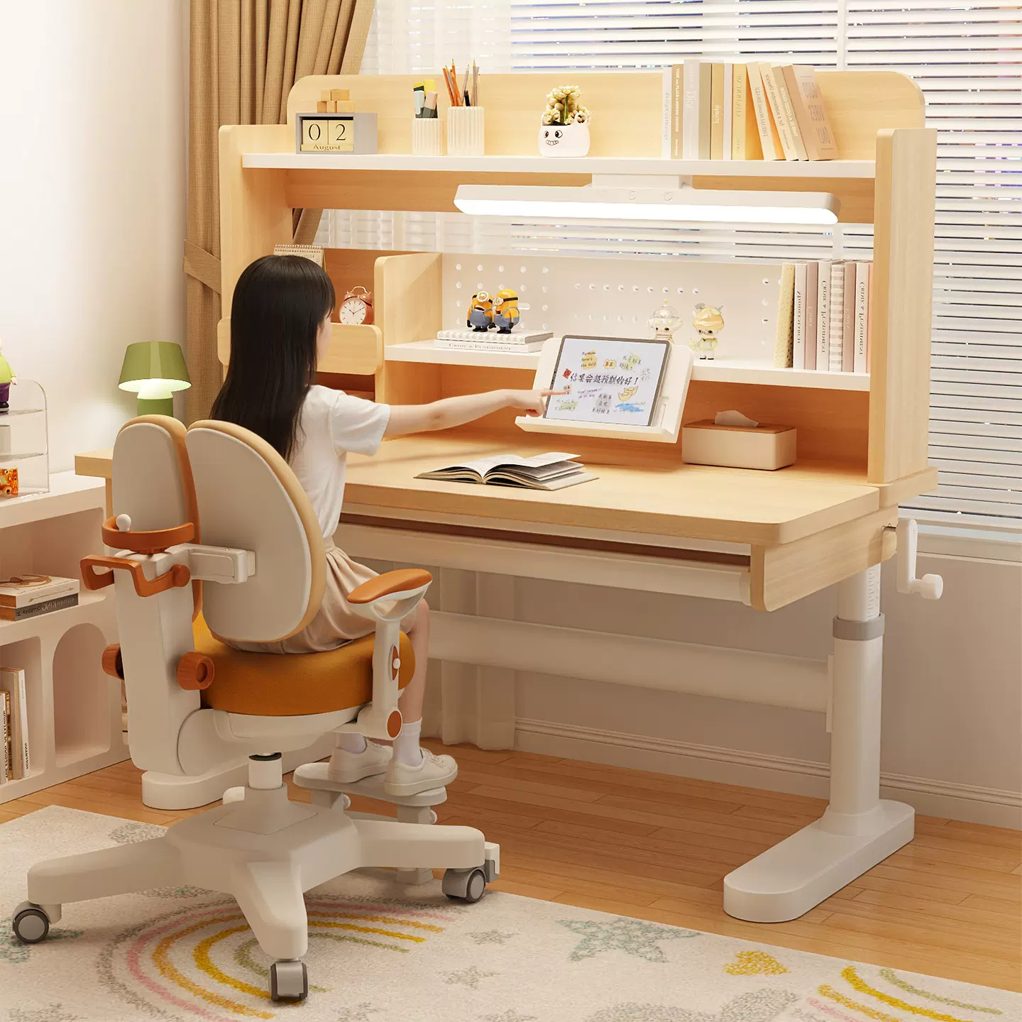 匠海儿童学习桌小学生家用书桌写字桌子实木可升降课桌