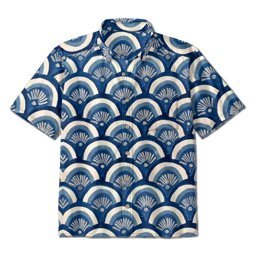 美国夏威夷夏季新款衬衫舒适宽松纹理成人男士碎花动物穿搭海滩男