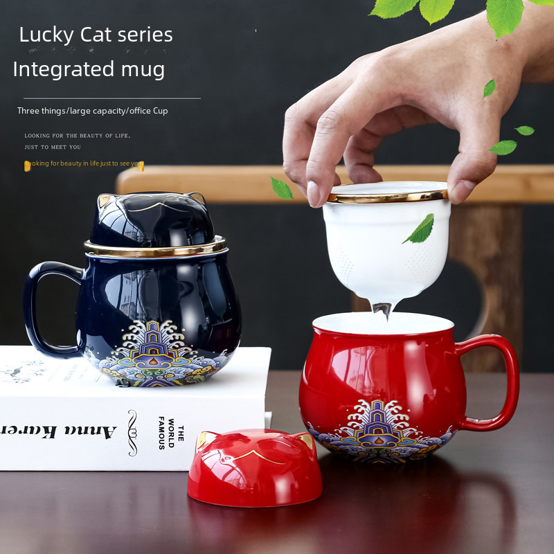 Handheld ceramic tea cup