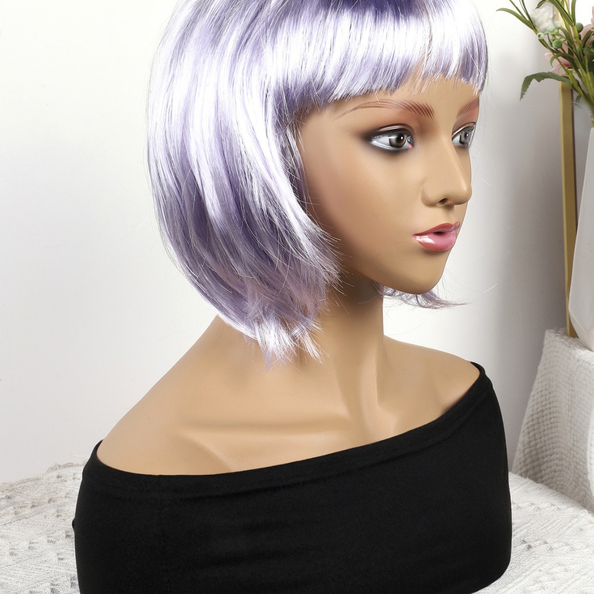 Fibra química al por mayor bob cabello pelucón mecánico pelucón cubierta de pelo