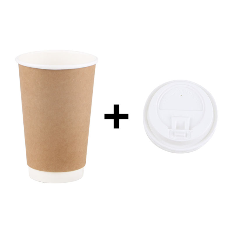 Taza de papel desechable al por mayor de papel Kraft taza hueca de doble capa para llevar café leche taza de té con tapa taza de papel creativo rojo neto