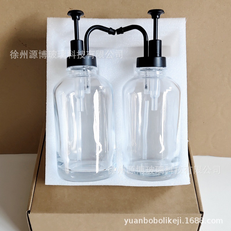 Cruzar la frontera de cristal blanco de vidrio 16oz botella de loción dispensador de jabón dispensador de café 500ml de jarabe botella de distribución al por mayor