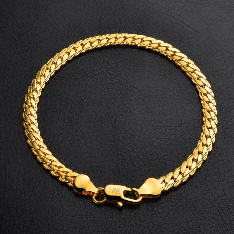 Cross-Border Temu Tk European and American Style Jewelry Bracelet, Gold-Plated 5mm Side Bracelet, Unisex, Popular Foreign Trade Jewelry, Simple Design
