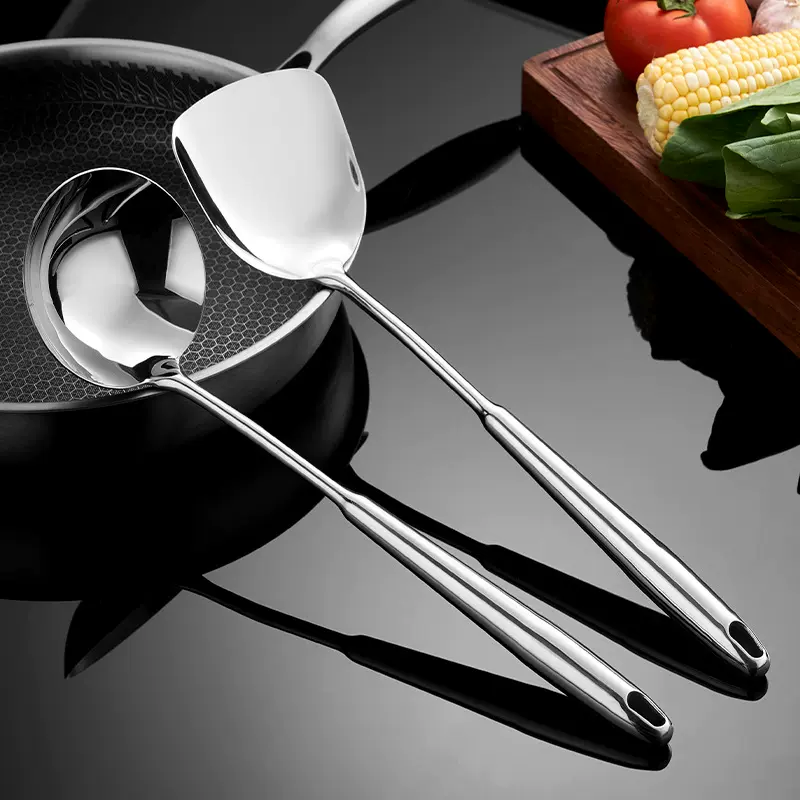 鸿俊达316L不锈钢锅铲汤勺家用炒菜勺厨房专用加大勺头烹饪铲勺
