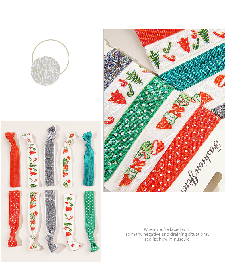 9g Weight Festival Occasion Women'S Gender Christmas Style Christmas Headband Hair Accessories Knotted Hair Rope Christmas Set 5