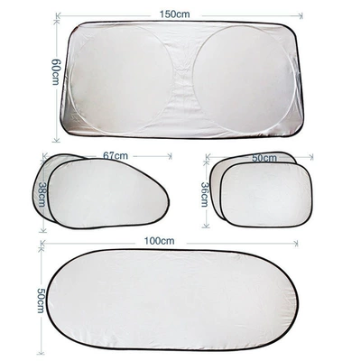 Summer Sun Protection Sunshade Set with Silver Coating, Six-Piece Set for Front/Side/Rear Car Windows, Heat Insulation Sunshade (Sun shade) - silver-coated-six-piece-set-1132