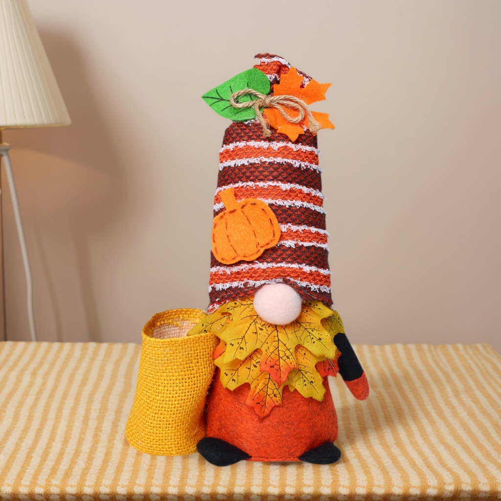 Nuevo festival de cosecha de felpa de Acción de Gracias transfronterizo decoración muñeca sin rostro calabaza hoja de arce Rudolph decoración lote