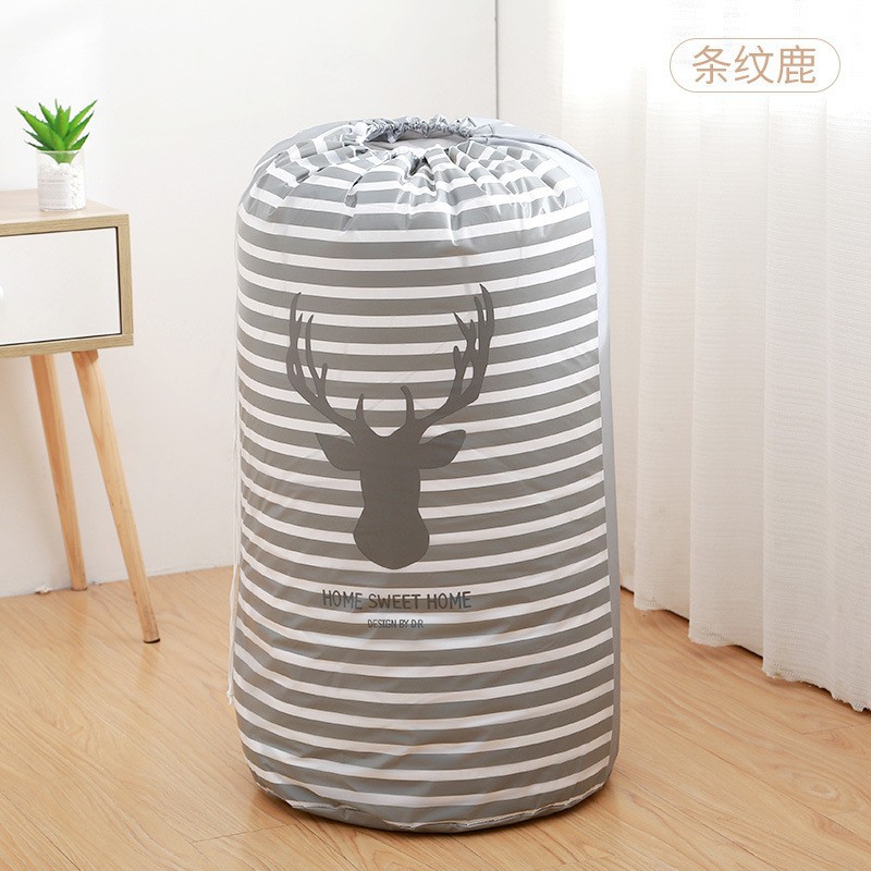 PEVA extraíble con cordón bolsa de edredón de algodón bolsa de almacenamiento cilíndrica a prueba de humedad a prueba de polvo hogar Organización y movimiento de gran capacidad