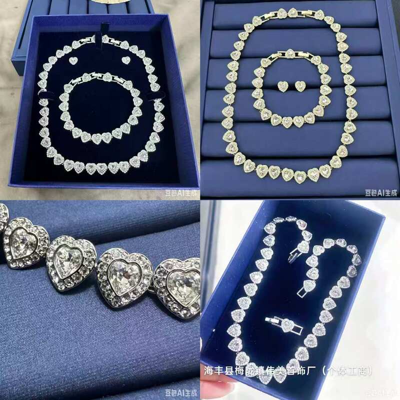 Cross-Border Exclusive Supply of Swarovski's New Roman Love Set Chain Crystal Necklace and Bracelet, Supports Dropshipping Cross-Border Exclusive Supply of Swarovski's New Roman Love Set Chain Crystal Necklace and Bracelet, Supports Dropshipping
