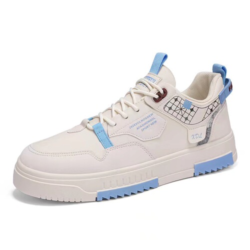  Spring New Men's Leather Panel Shoes Trendy Teenagers and Students White Shoes Low-top Sports and Casual Men's Shoes
