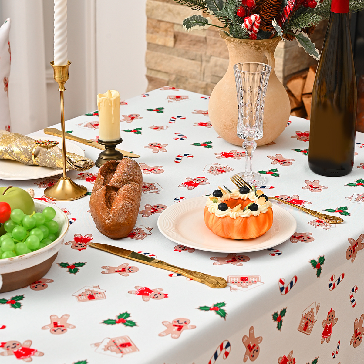 Nuevos manteles de Navidad transfronterizos Europeos y estadounidenses impresión de navidad manteles de fiesta decoración TEMU