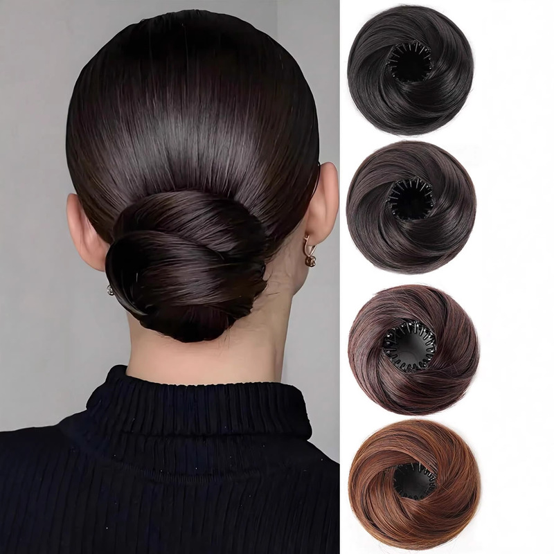 Wig Bun Hair Ring for Women, High and Low Bird's Nest Hair Ring, Flower Bud Bun, Lazy Hair Styling, Natural Fluffy Wig Hairpiece Wig Bun Hair Ring for Women, High and Low Bird's Nest Hair Ring, Flower Bud Bun, Lazy Hair Styling, Natural Fluffy Wig Hairpiece