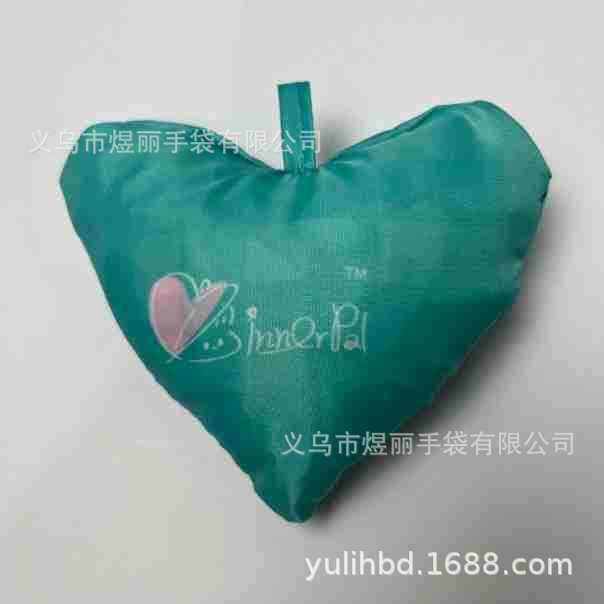 涤纶折叠爱心造型购物袋 环保收纳便当包 可印刷logo 象形折叠袋