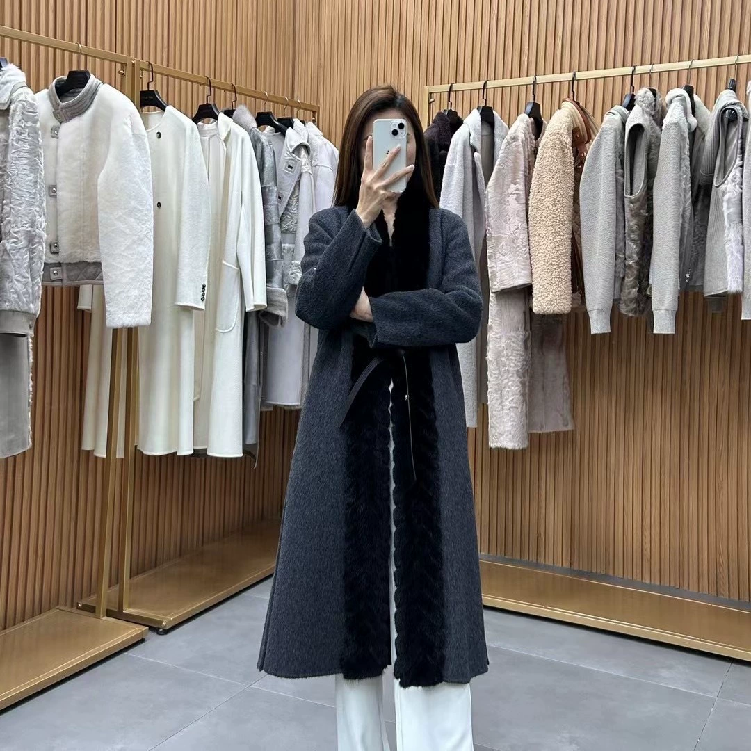 Demi-season import double-sided eating bib, cashmere elite woolen coat, jacket