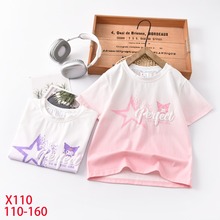 一件批发 2024夏款 韩版童装   五星库洛米  女童短袖T恤