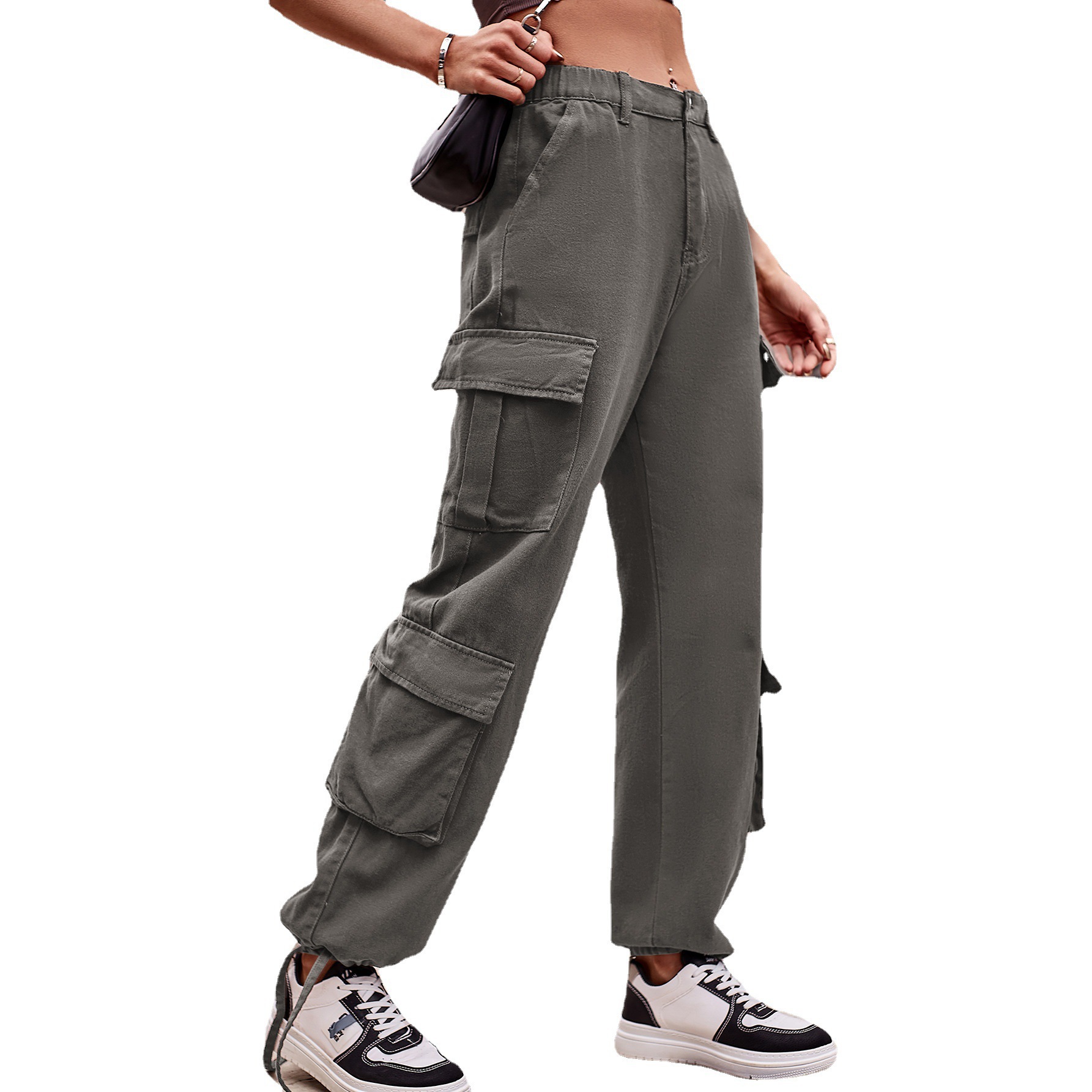 Pantalones Cargo Vaqueros de Diseño Holgado con Cordón, Estilo Informal y Deportivo, para Mujer, Comercio Exterior Europeo y Americano, Novedad de Amazon 2024
