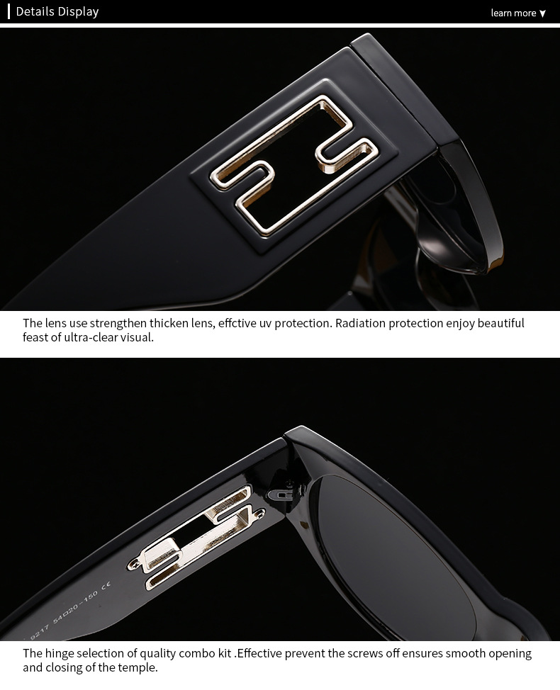 Cross-border foreign trade new modern retro generous frame metal accessories sunglasses INS wind street photography sunglasses 9217_voghion.com