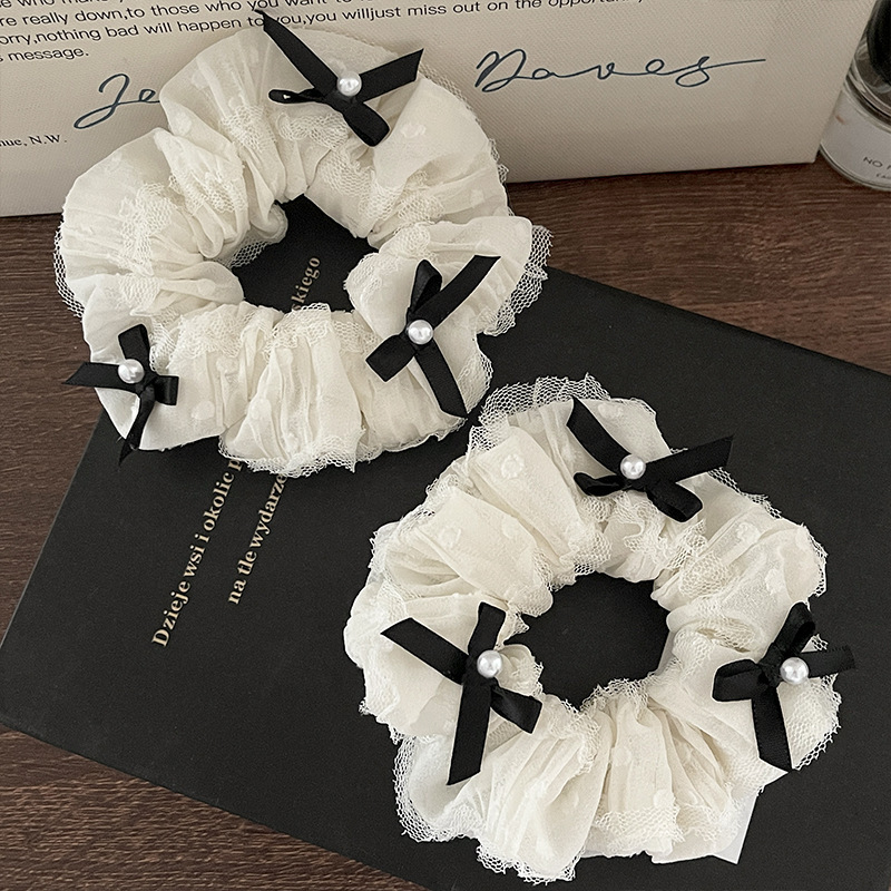 Elegant Ballet-style Lace Bow Scrunchie For Sophisticated Hair_voghion.com