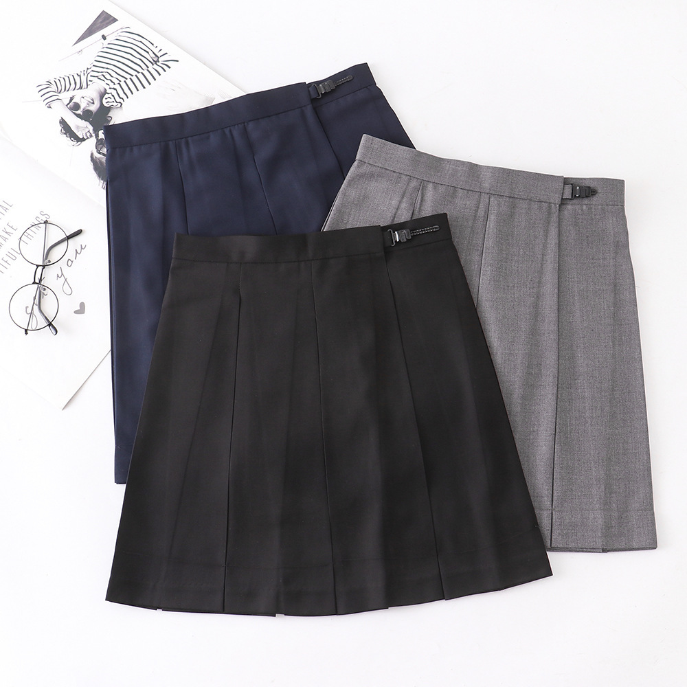 Jk Uniform [Eight Boxes Pleated] Preppy Style Versatile Gray Black Skirt Cyan Blue Pure Color Skirt Student Skirt