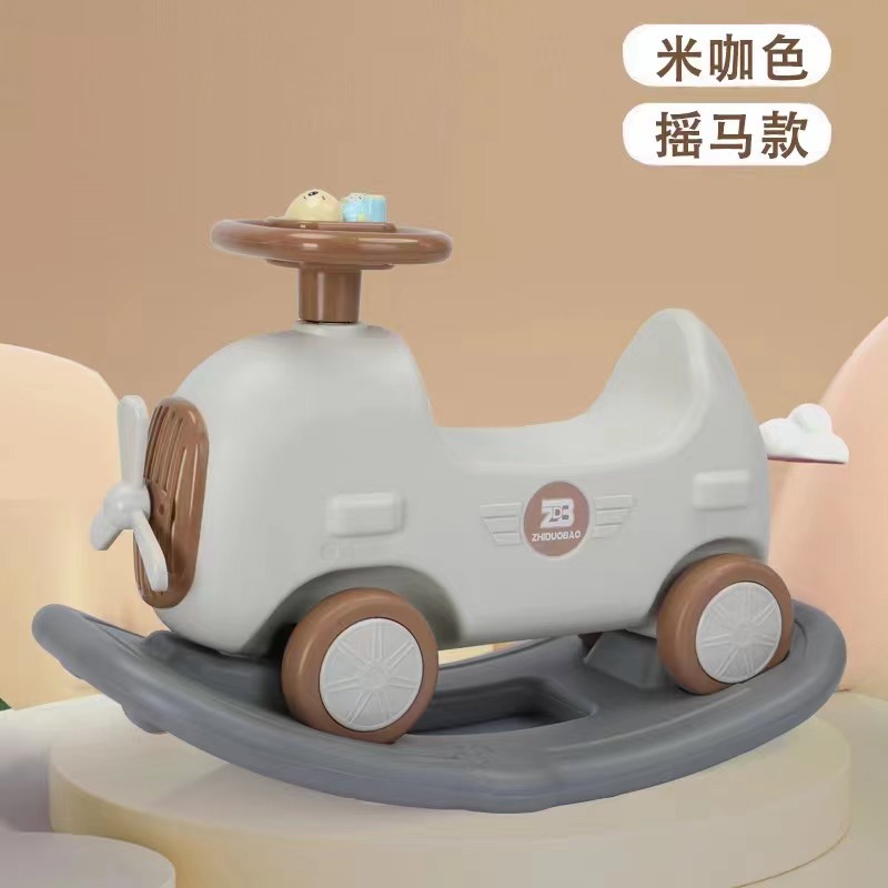 Caballo mecedora de los niños de la manera 1-2 años de edad juguete del bebé del regalo engrosada de plástico con música bebé Trojan caballo mecedora