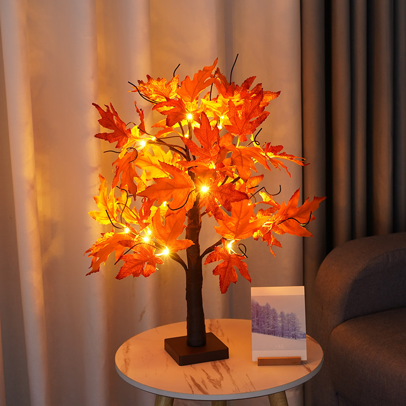 Tree lights led thanksgiving event maple leaf home decoration lights indoor christmas party layout landscape glowing tree