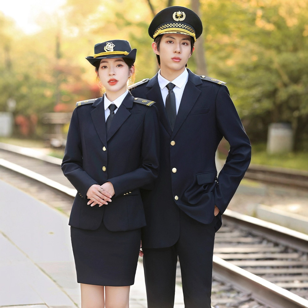 Men's and Women's Snare Drum Honor Guard Performance Clothing Suit Captain Pilot Stewardess Flight Attendant Work Uniform Art Exam Clothing