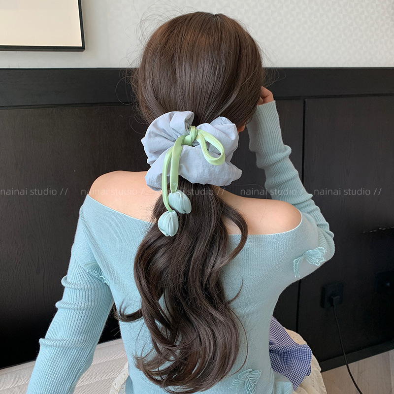 チューリップインテースヘアゴム～カラフルで甘い女の子のボールヘッドローポニーテールヘアロープ綿充填森風フラワーヘアアクセサリー|undefined