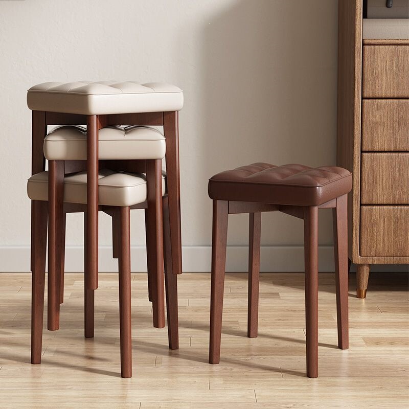 Solid Wood Stools for Home Use, Stackable Square Stools, Modern Minimalist Dining Chairs for the Living Room, Soft-Covered Dining Table Chairs, Small Wooden Stools Solid Wood Stools for Home Use, Stackable Square Stools, Modern Minimalist Dining Chairs for the Living Room, Soft-Covered Dining Table Chairs, Small Wooden Stools