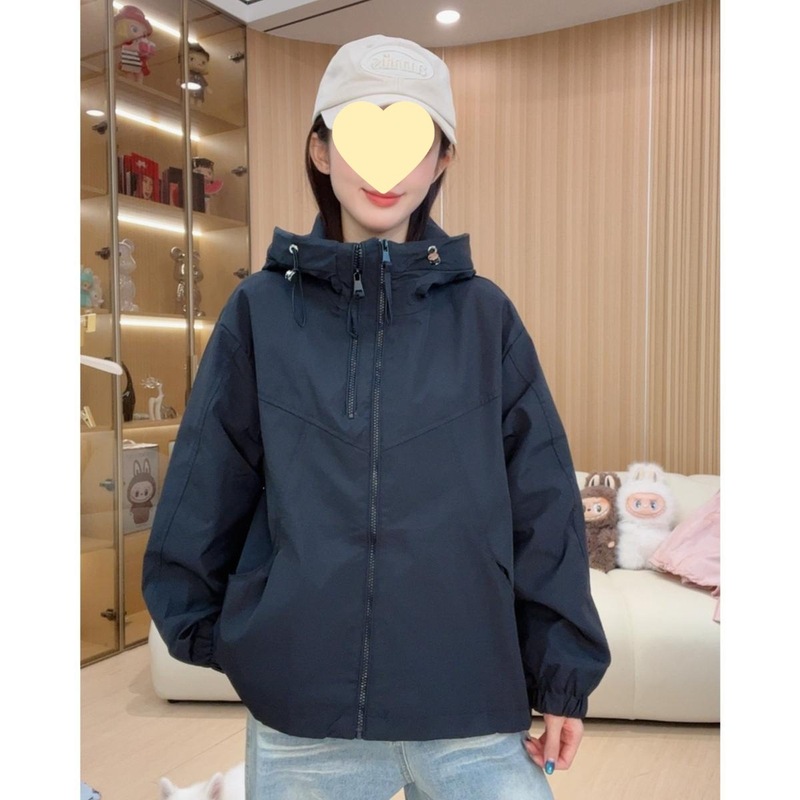 双拉链女款连帽春秋纯色短款休闲拼接防风韩版短外套高级感紫色|undefined