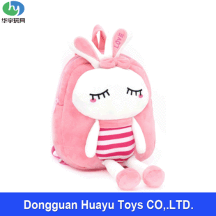 Customized Long Ear Embroider Craft Short Plush Standing Bunny Backpack Crystal Super Soft Animal Cartoon Backpack