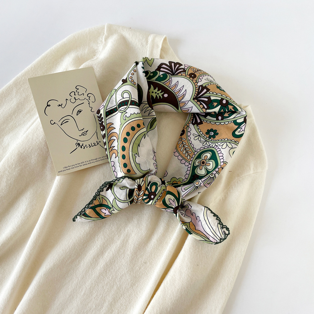 Leopard Print Cotton Square Neck Scarf For Women Lightweight_voghion.com