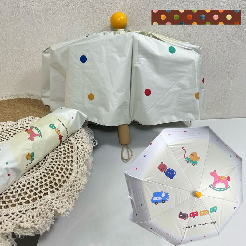 Designer Bag Wave Point Sunny Umbrella Three Folding Umbrella Yellow Nose Ball Cartoon Cute Student Umbrella umbrella