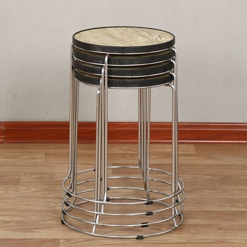 Taburetes redondos de madera sólida taburetes de acero inoxidable taburetes caseros apilables taburetes de hierro forjado dormitorio taburetes de comedor para adultos