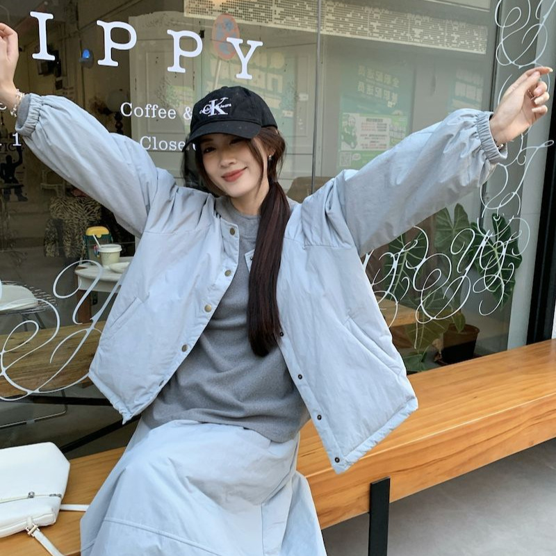 Quilted Thickened Long-Sleeve Cotton Jacket Sweatshirt Women 2025 Winter New Half-Length Dress Korean Fashion Set Trendy